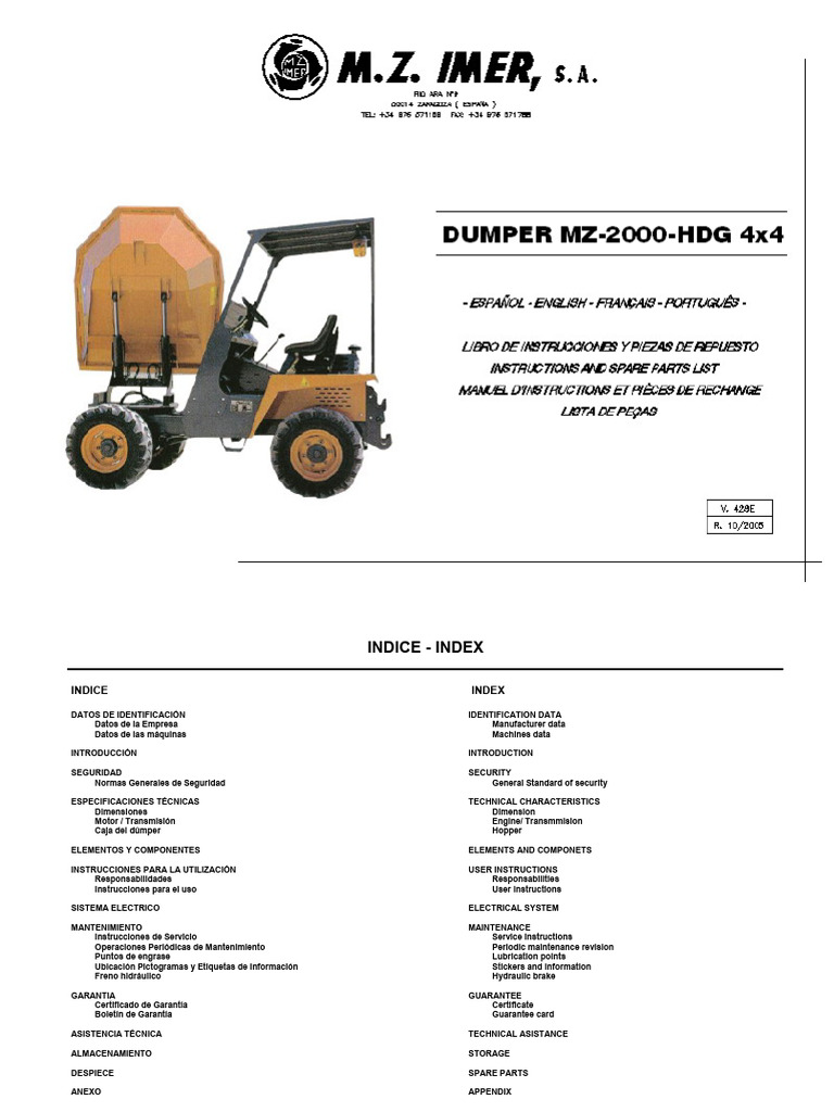 Manual del Operador de Dumper | PDF | Vehículos | Equipos de construcción
