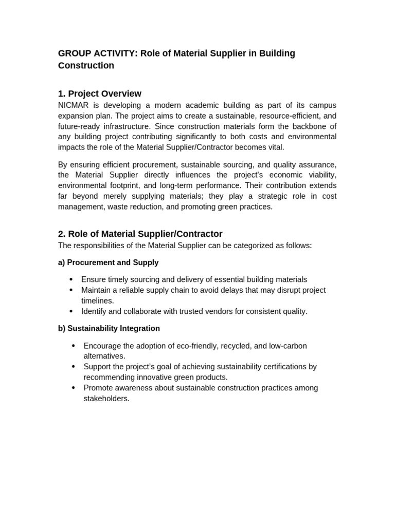 Restructured Material Supplier Role | PDF | Concrete | Recycling