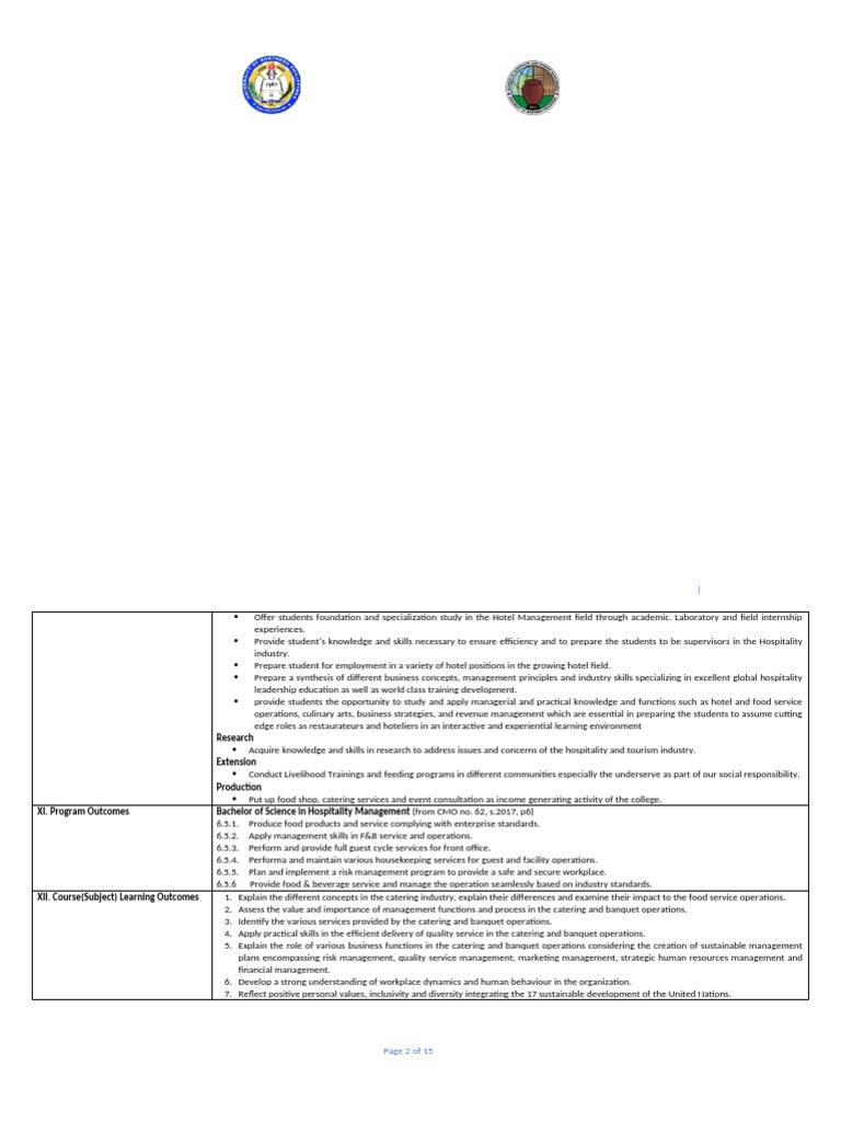 Catering Management Course Overview | PDF | Lecture | Leadership