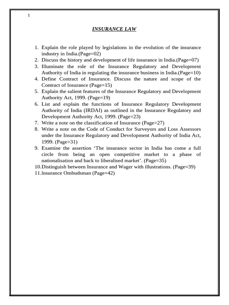 Insurance Law (Notes) | PDF | Insurance | Business Law