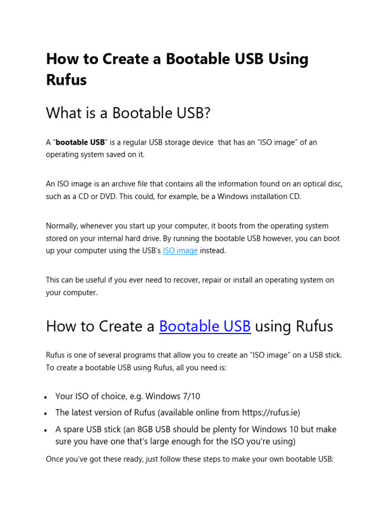 Create Bootable USB with Rufus Guide | PDF | Booting | Usb Flash Drive