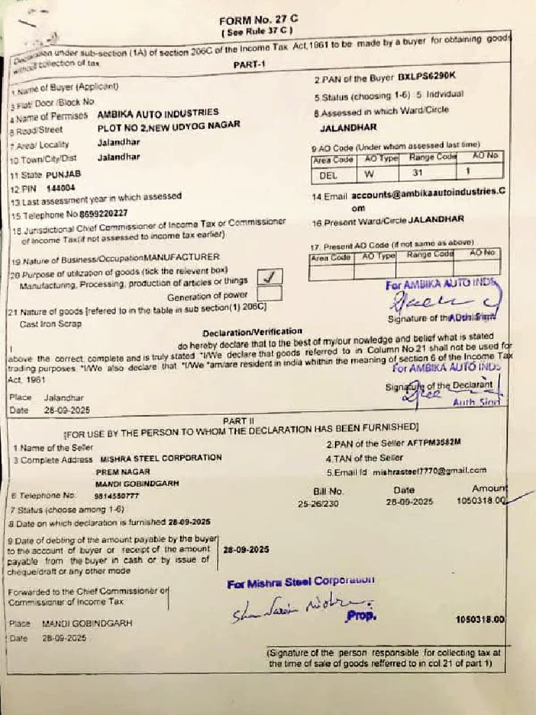 Income Tax Declaration Form 27C Guide | PDF | Taxes