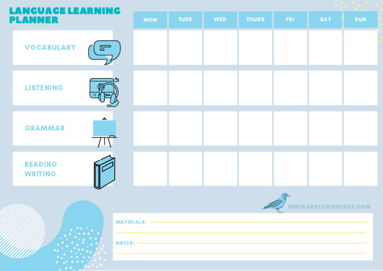 Weekly Language Learning Planner | PDF