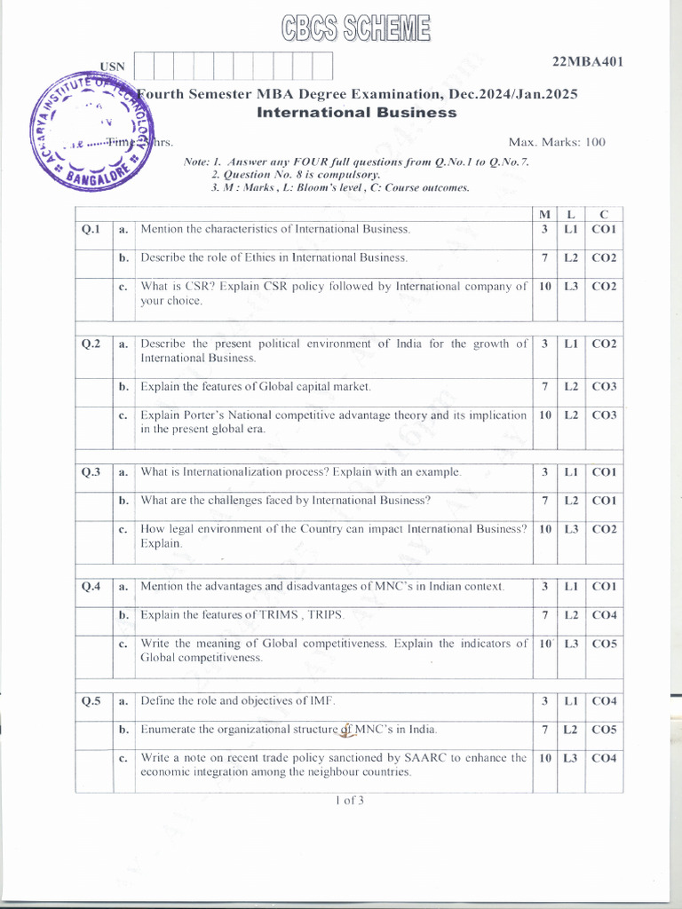 International Business Exam Questions | PDF | Economies | Business