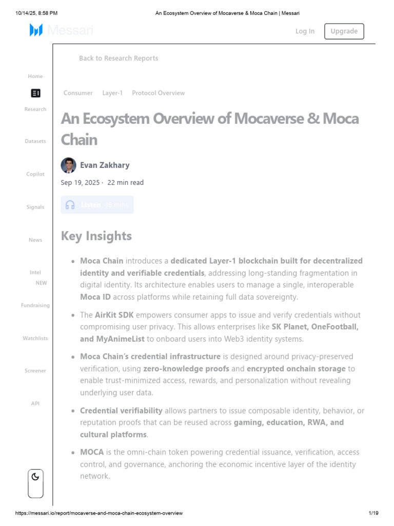 An Ecosystem Overview of Mocaverse & Moca Chain - Messari | PDF ...