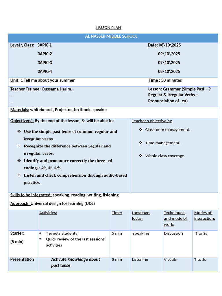Lesson Plan 6 9th Grade | PDF | Linguistics | Languages