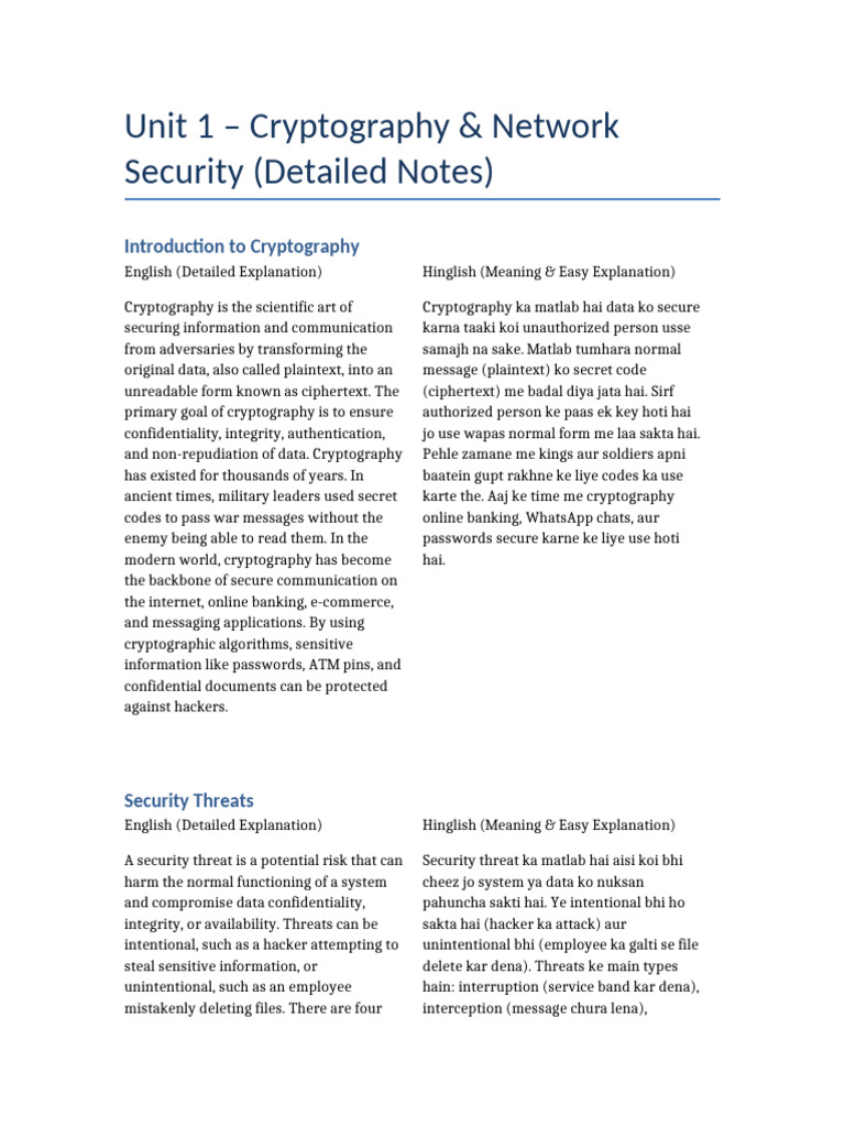 Cryptography and Network Security Overview | PDF | Encryption ...