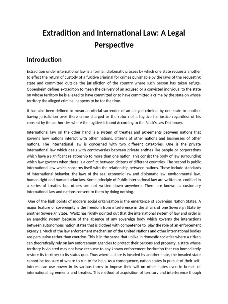 Extradition in International Law Explained | PDF | Extradition ...