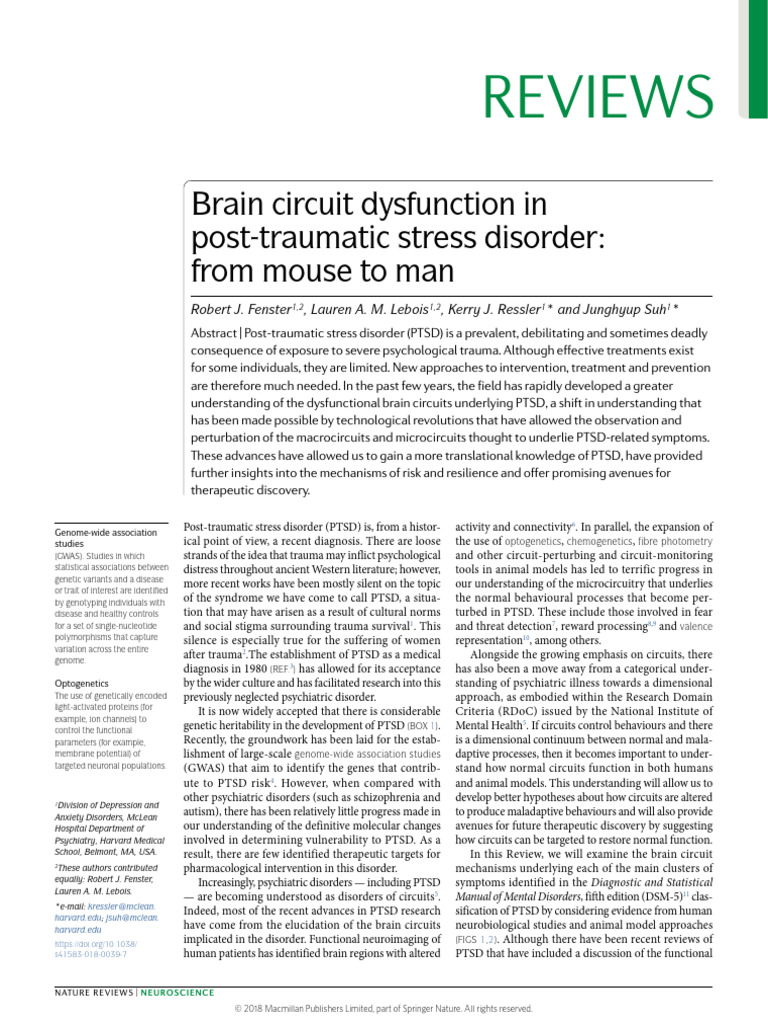 Brain Circuit Dysfunction in | PDF | Anterior Cingulate Cortex | Fear