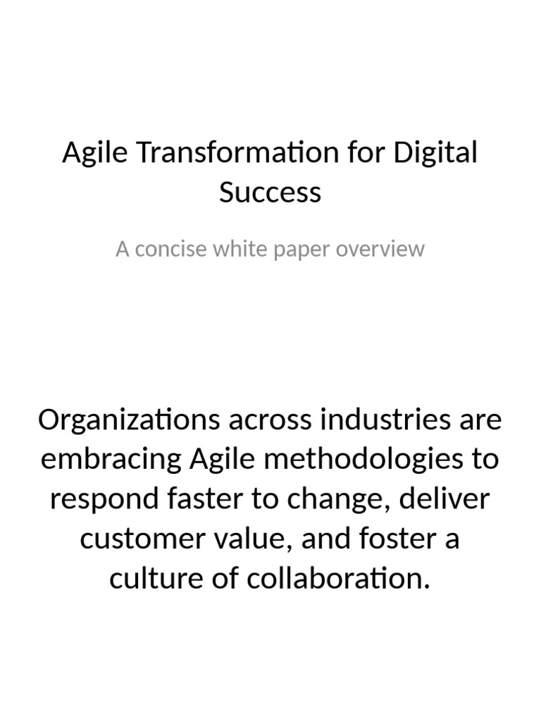 Agile Transformation For Digital Success | PDF
