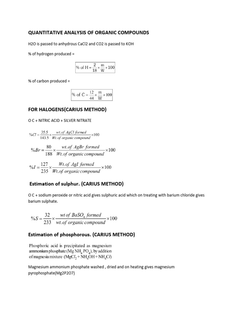 Quantitative Analysis of Organic Compounds | PDF