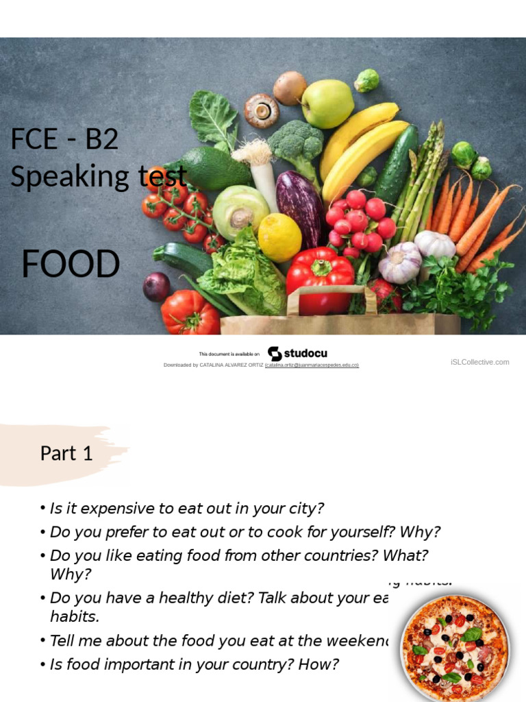 FCE B2 Speaking Test: Food Topics | PDF | Eating Behaviors Of Humans ...