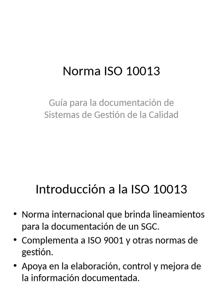 Guía ISO 10013 para Documentación SGC | PDF | Sistema de manejo de ...