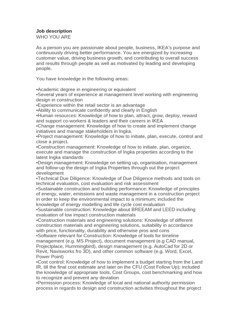 Engineering Manager Job Description | PDF | Life Cycle Assessment ...