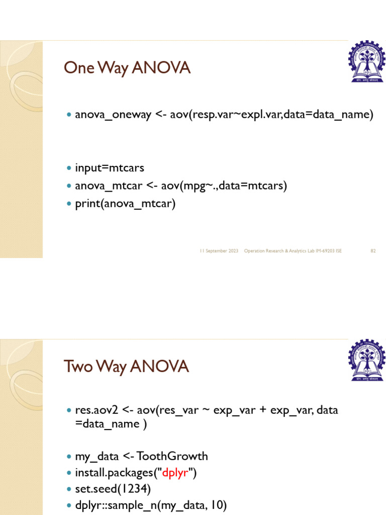 ANOVA and Regression Analysis in R | PDF