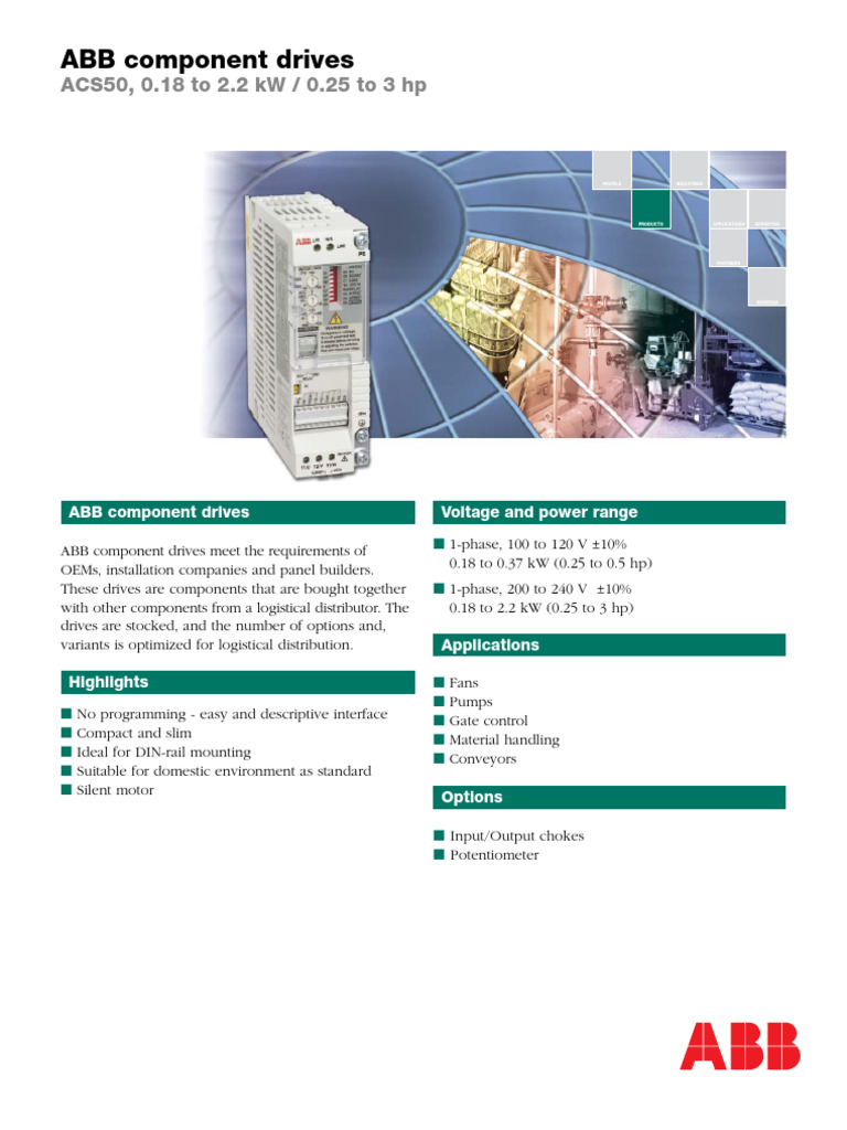 ABB ACS50 Drive Power Ratings | PDF | Relay | Filter (Signal Processing)