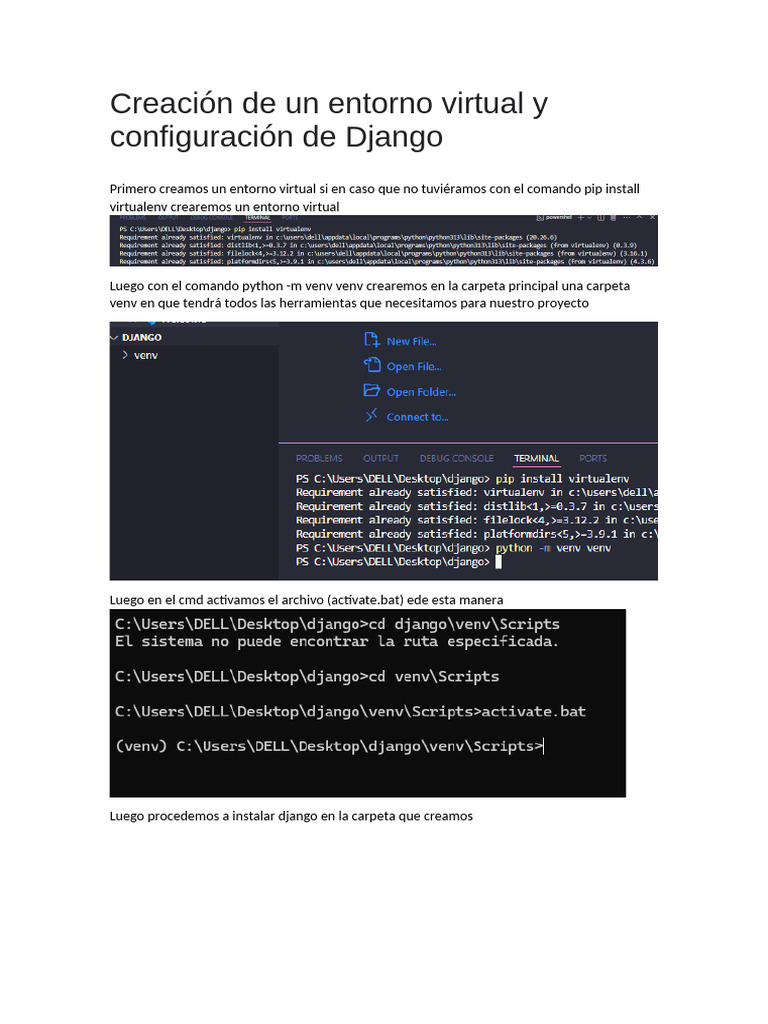 Creación de Un Entorno Virtual y Configuración de Django | PDF