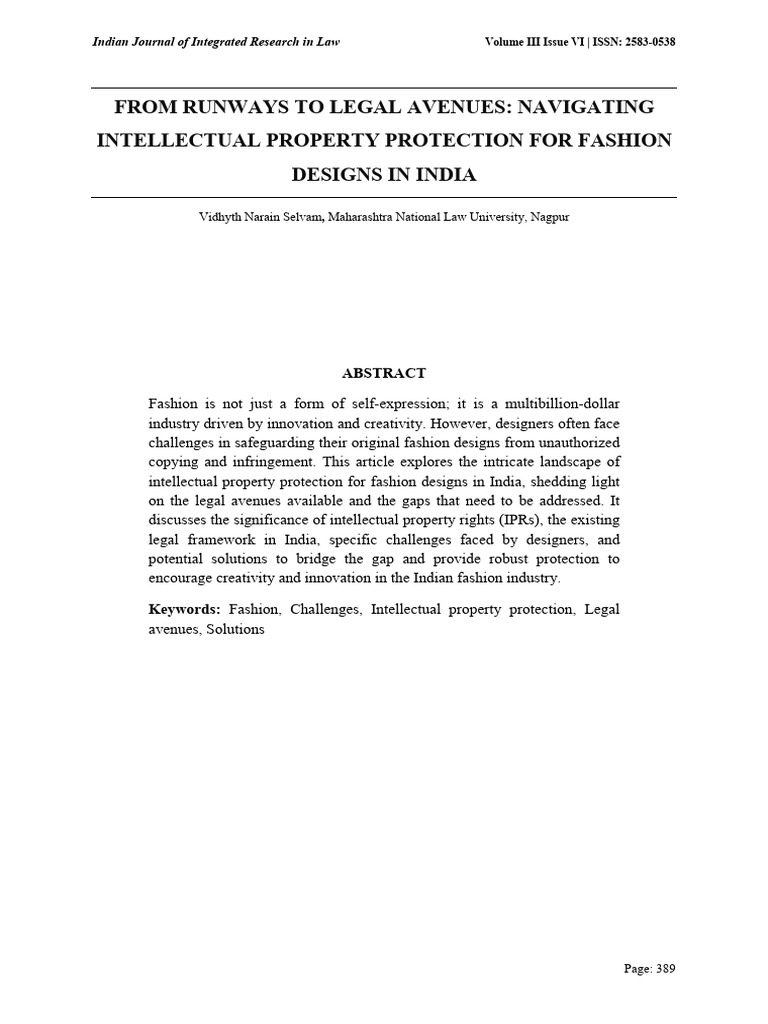 IP Protection for Fashion Designs in India | PDF | Trademark ...