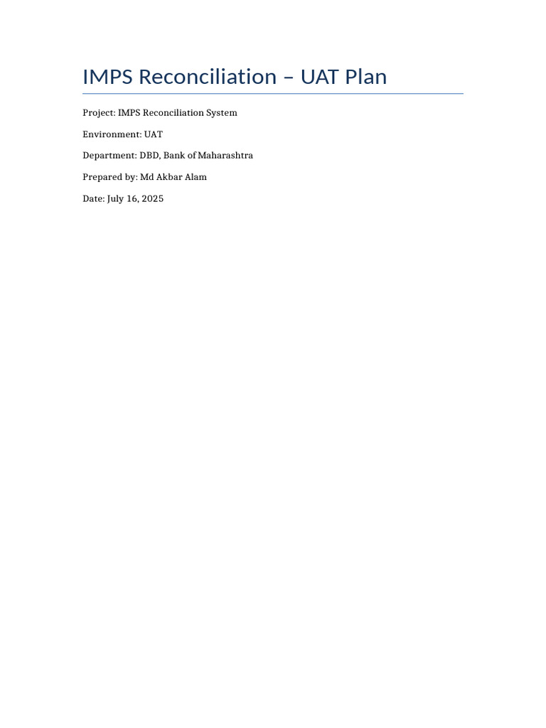 IMPS Reconciliation UAT Plan Overview | PDF | Information Technology ...