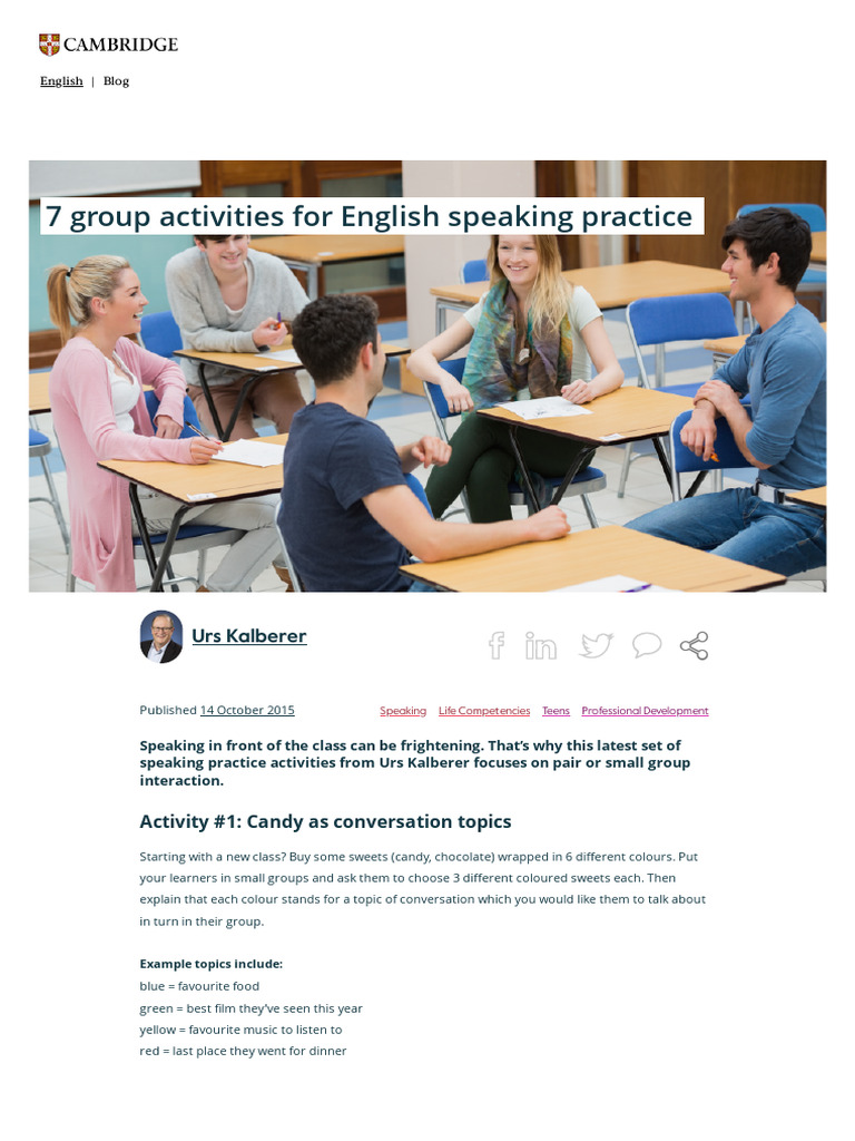 7 Group Activities For English Speaking Practice - Cambridge English ...
