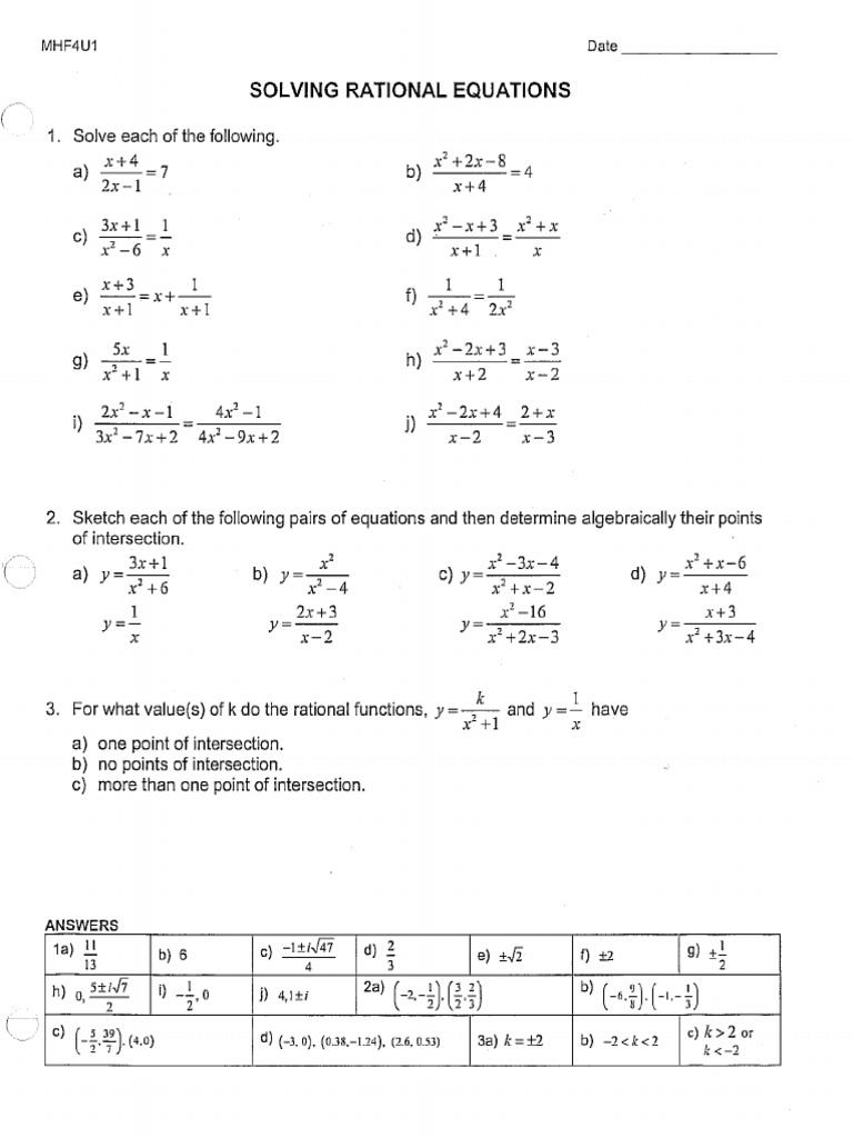 04 Solving Rational Equations Worksheet | PDF