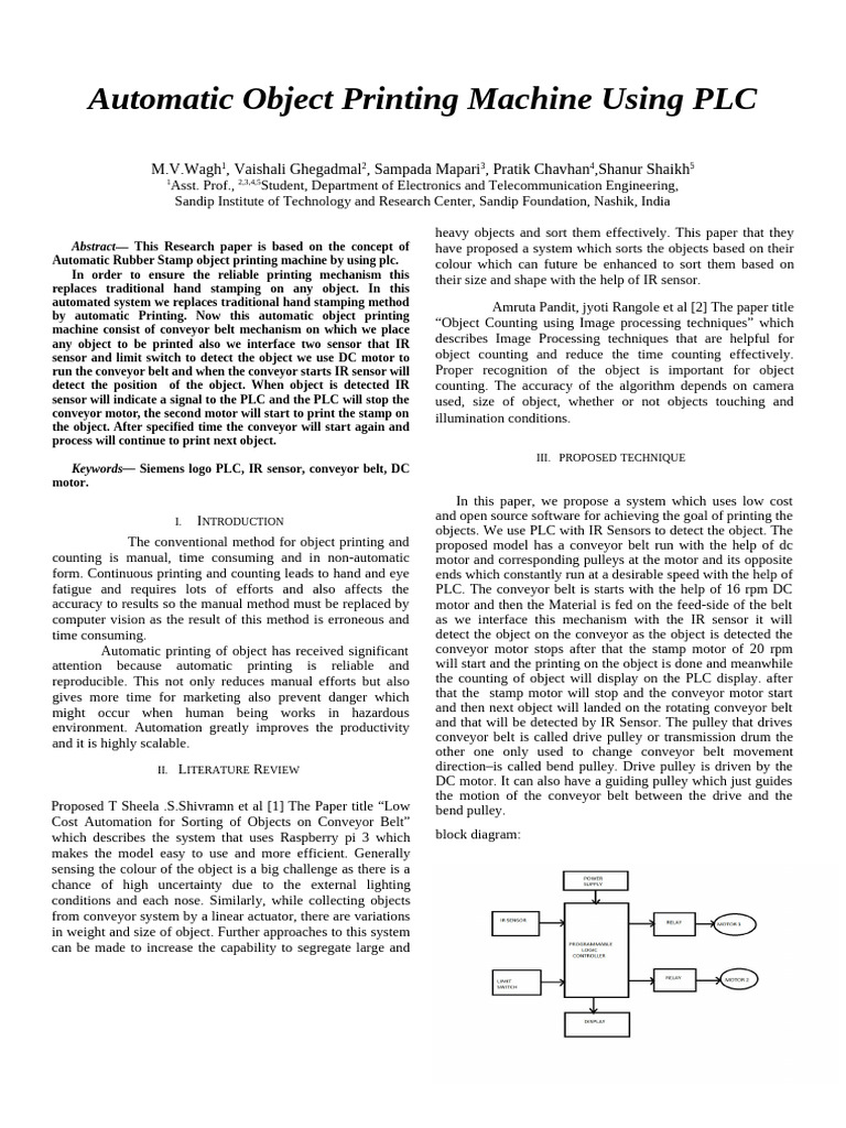 Automated Object Printing with PLC | PDF | Programmable Logic ...