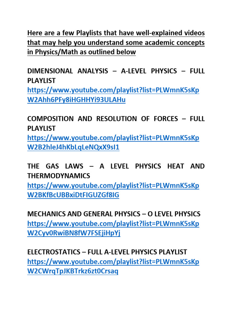 Essential Physics and Math Playlists | PDF | Mathematics | Physics
