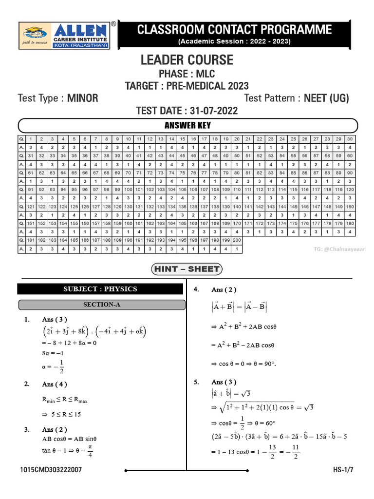 Leader MLC Test-04 31 July So | PDF