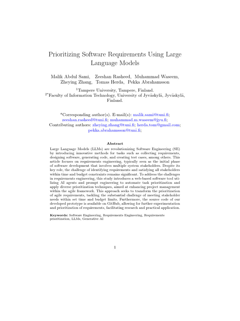 2024 Prioritizing Software Requirements Using Large | PDF | Agile ...