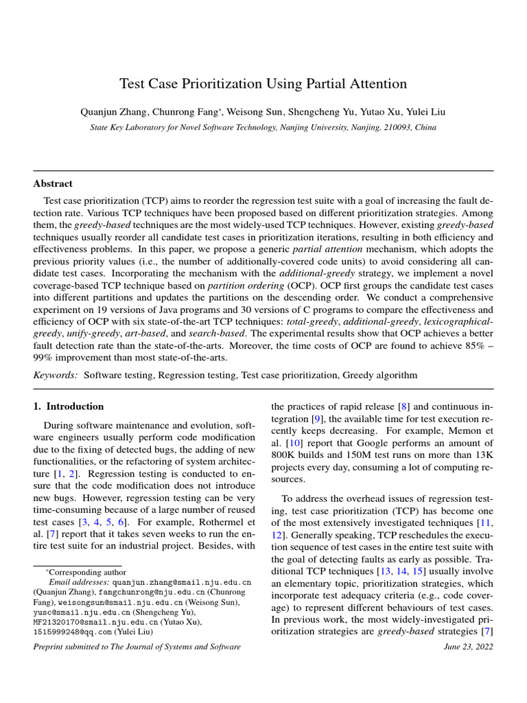 OCP: Enhanced Test Case Prioritization | PDF | Transmission Control ...
