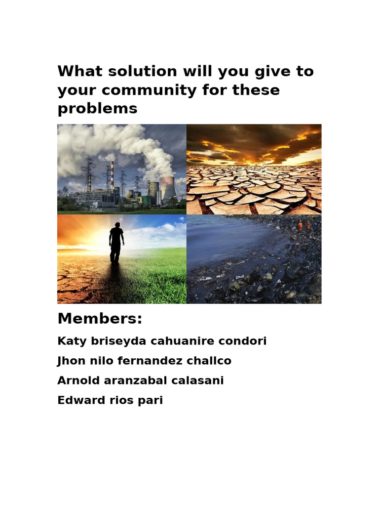 What Solution Will You Give To Your Community For These Problems | PDF