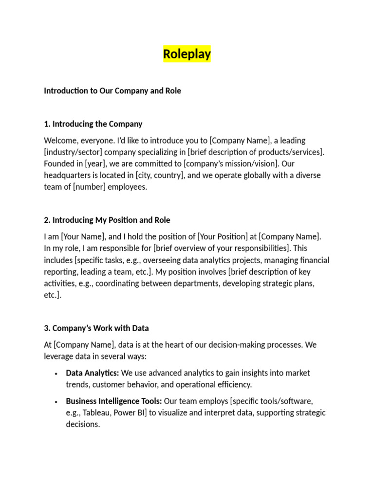 Session 1 - 8. Roleplay Example | PDF | Analytics | Business Intelligence