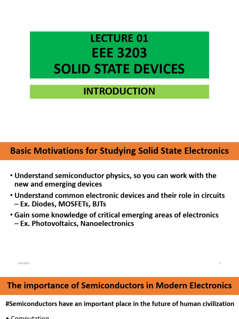 Introduction to Solid State Devices | PDF | Semiconductors | Electronics