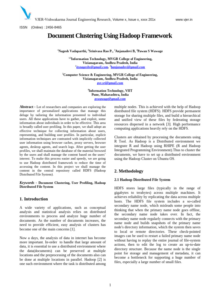 Document Clustering with Hadoop | PDF | Apache Hadoop | Map Reduce