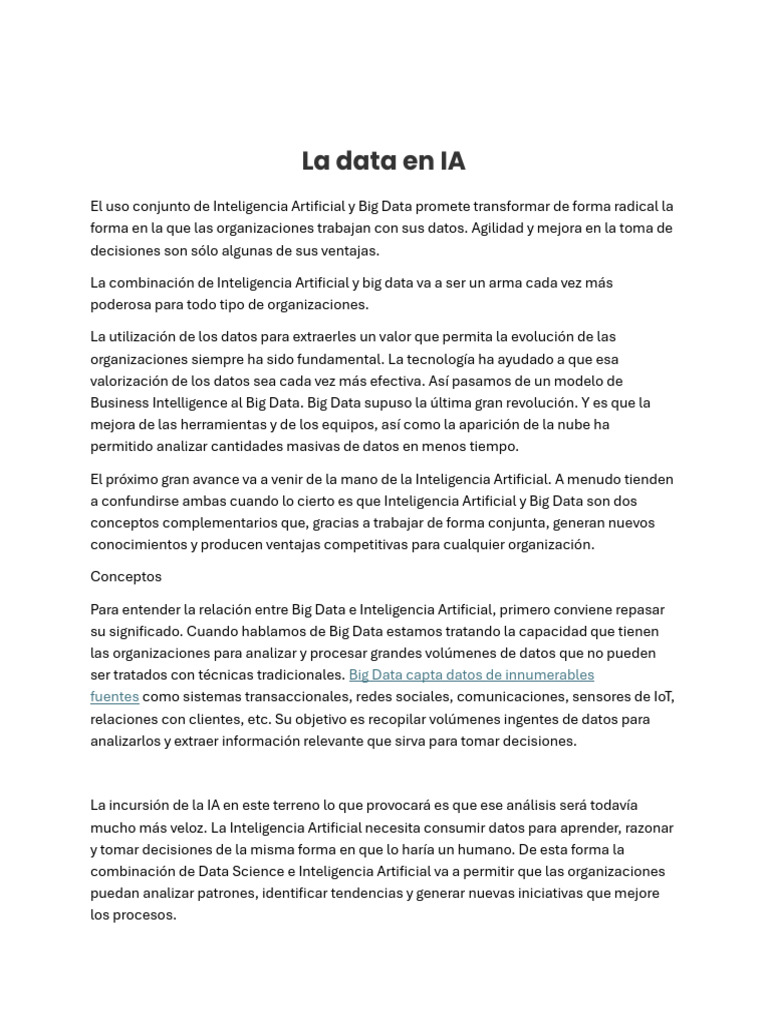 La Data en IA | PDF | Inteligencia artificial | Inteligencia (IA) y ...