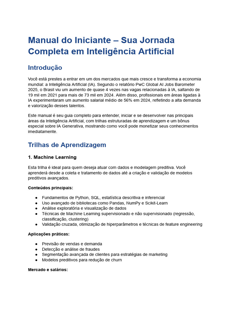 Guia Completo para Iniciantes em IA | PDF | Inteligência artificial ...