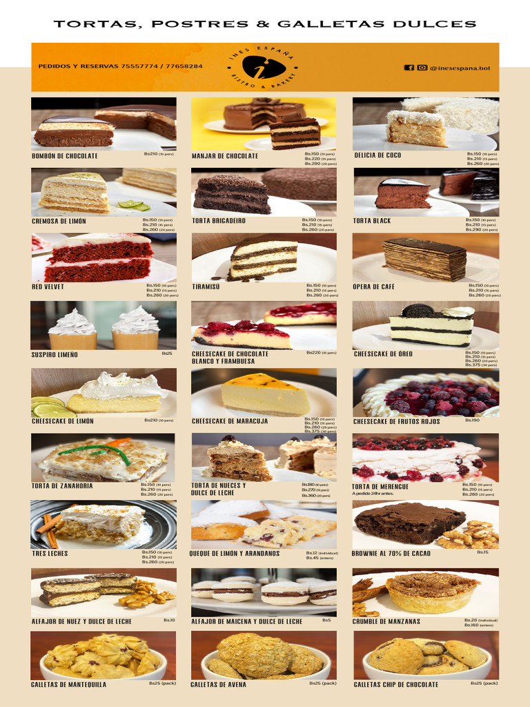 Catálogo de Tortas y Postres | PDF | Postres | Tarta de queso