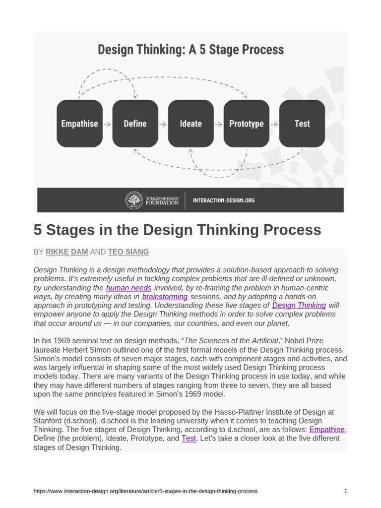 HANDOUT - 5 Stages in The Design Thinking Process | PDF | Design ...