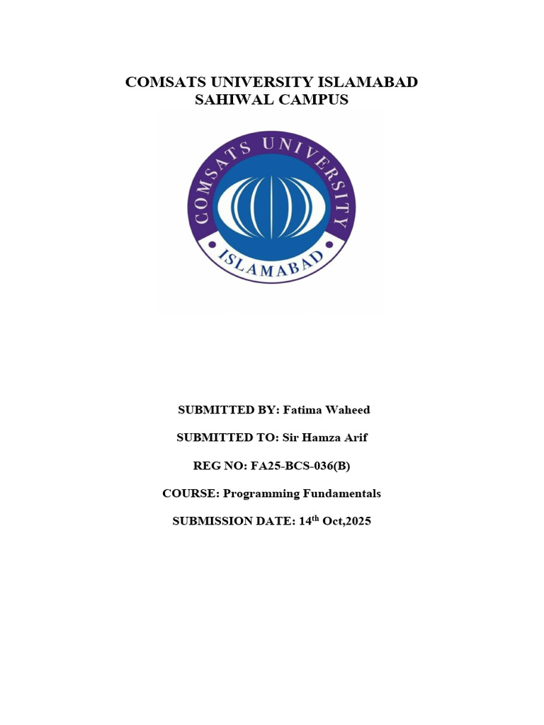 COMSATS Programming Assignments | PDF | Computer Programming | Software ...