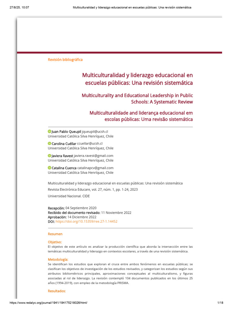 Multiculturalidad y liderazgo en educación | PDF | Plan de estudios ...