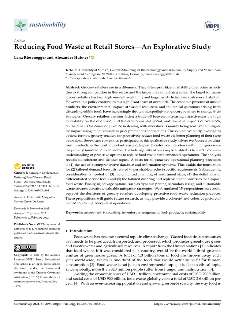 Proactive Strategies to Reduce Retail Food Waste | PDF | Retail ...