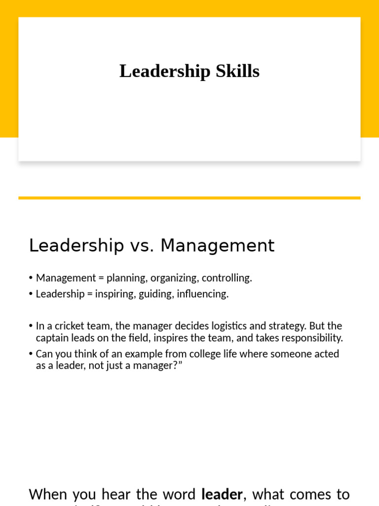 Leadership Skills (First Module) | PDF | Leadership | Behavioural Sciences