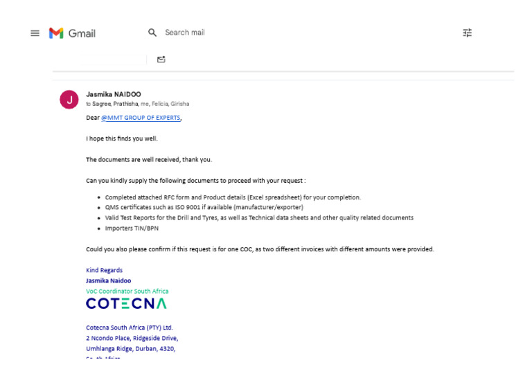 Document Request for Quality Compliance | PDF