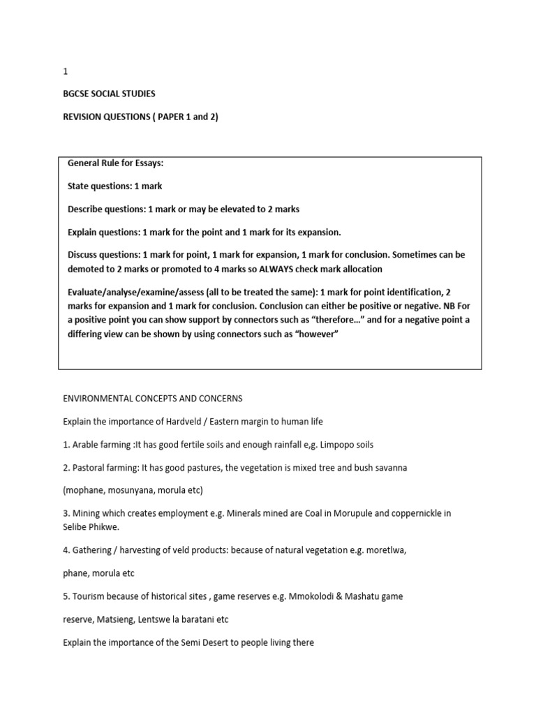 Bgcse Social Studies Revision | PDF | Botswana