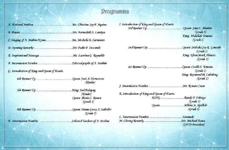 King and Queen of Hearts Draft Program (Picformat) | PDF
