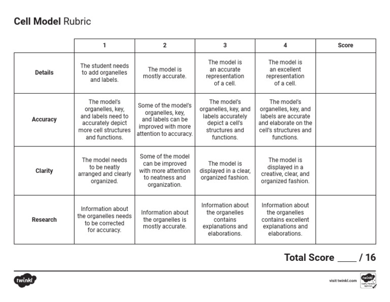Cell Model Rubric for Assessment | PDF | Organelle