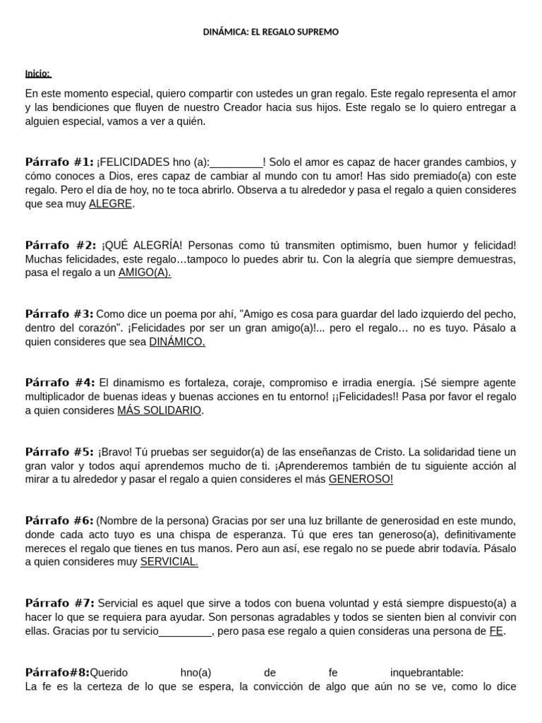 El Regalo Supremo: Amor y Generosidad | PDF | Amor