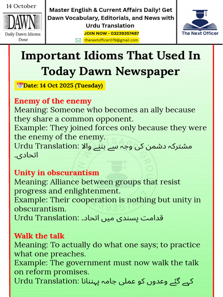 14 Oct Dawn Idioms | PDF