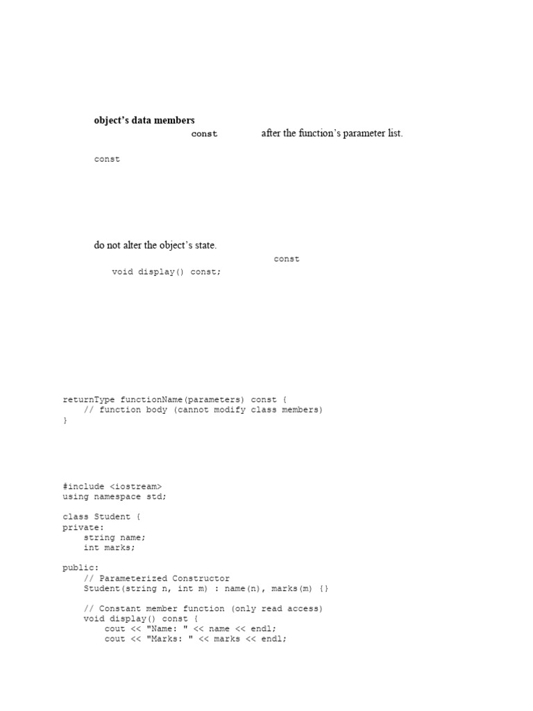 C++ Constant Member Functions Explained | PDF | Method (Computer ...