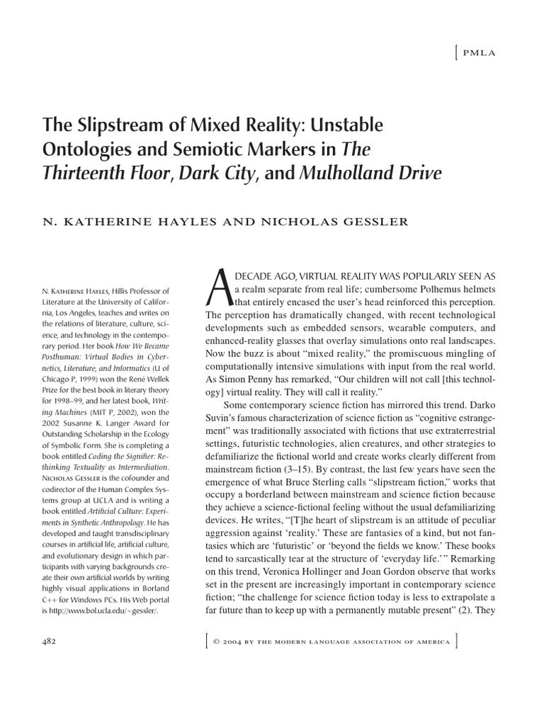 Mixed Reality in Film: Slipstream Analysis | PDF | Reality